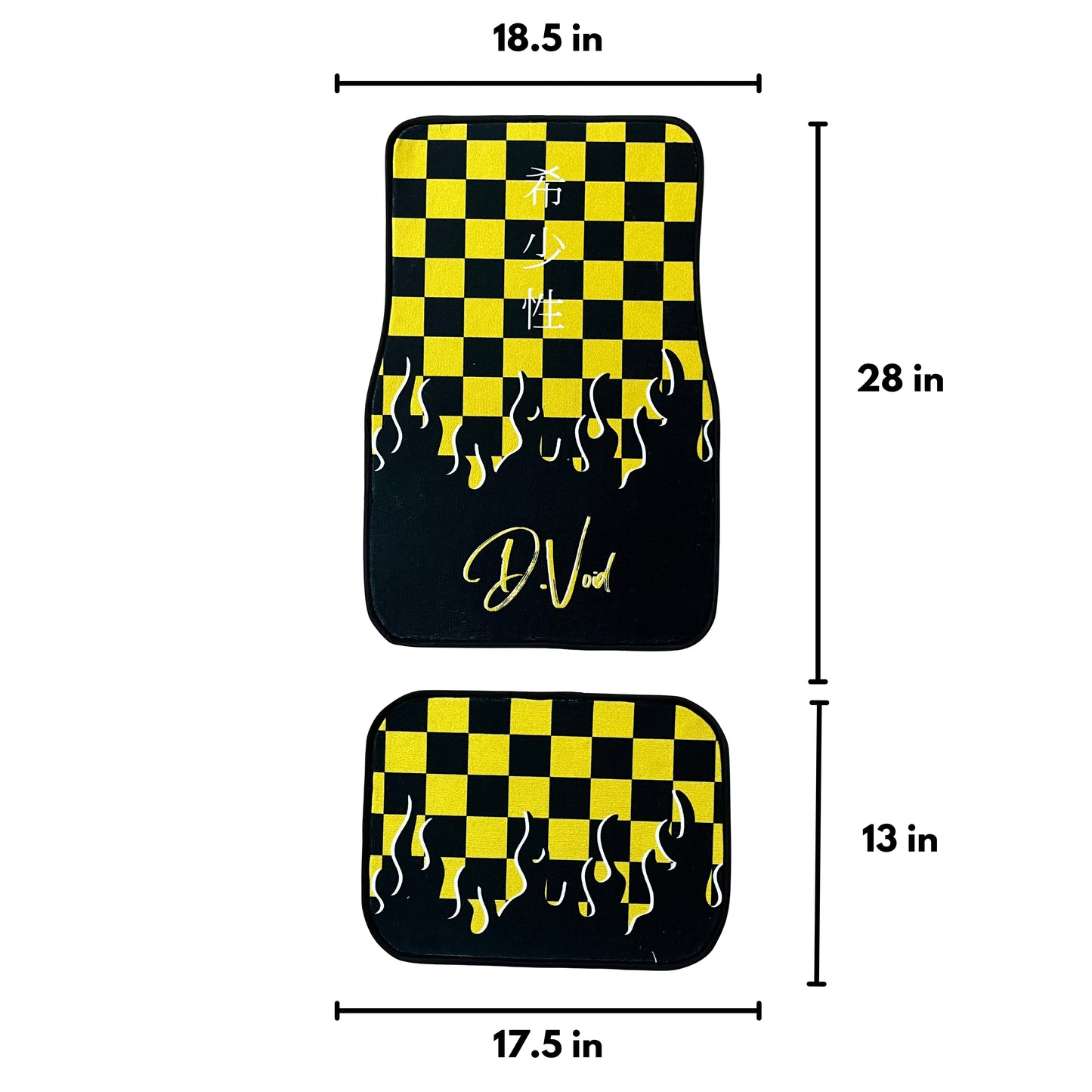 Yellow JDM checkered car mats