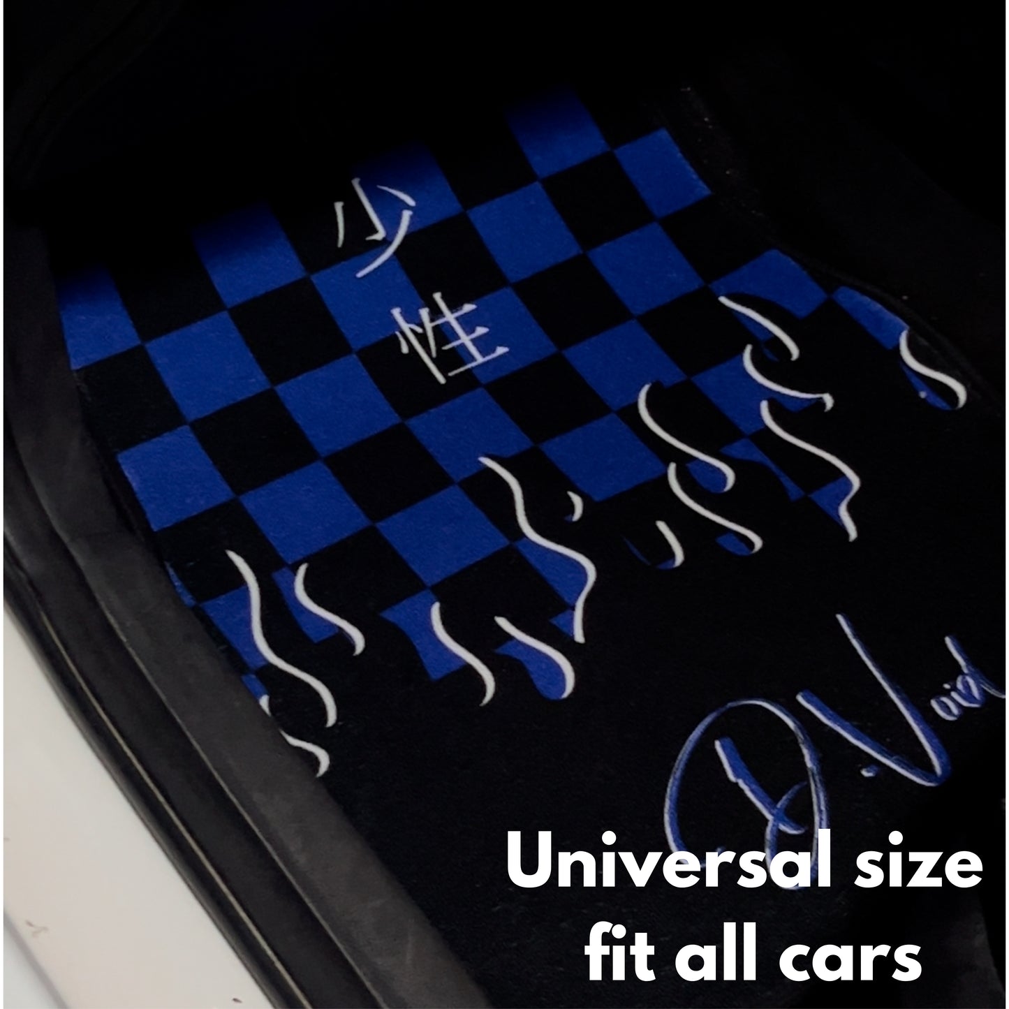 Blue JDM checkered car mats