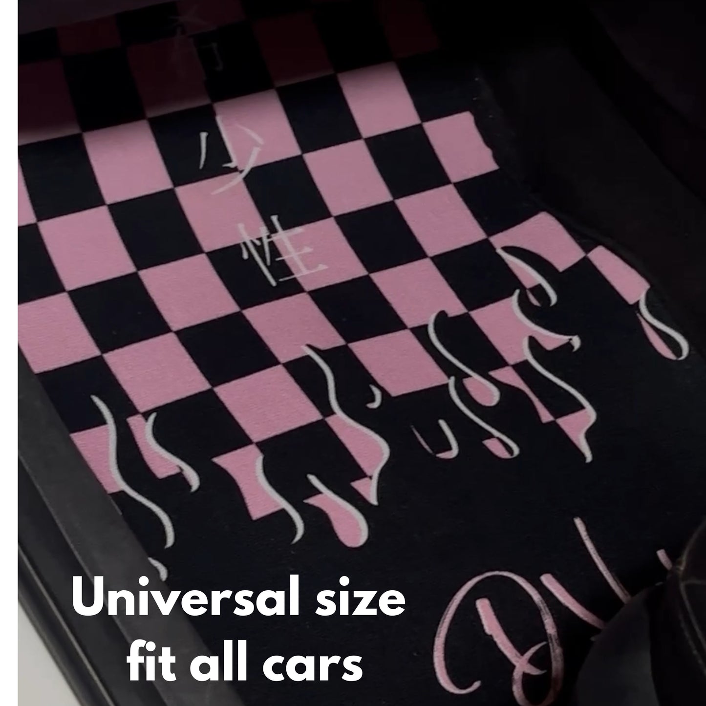 Pink JDM checkered car mats