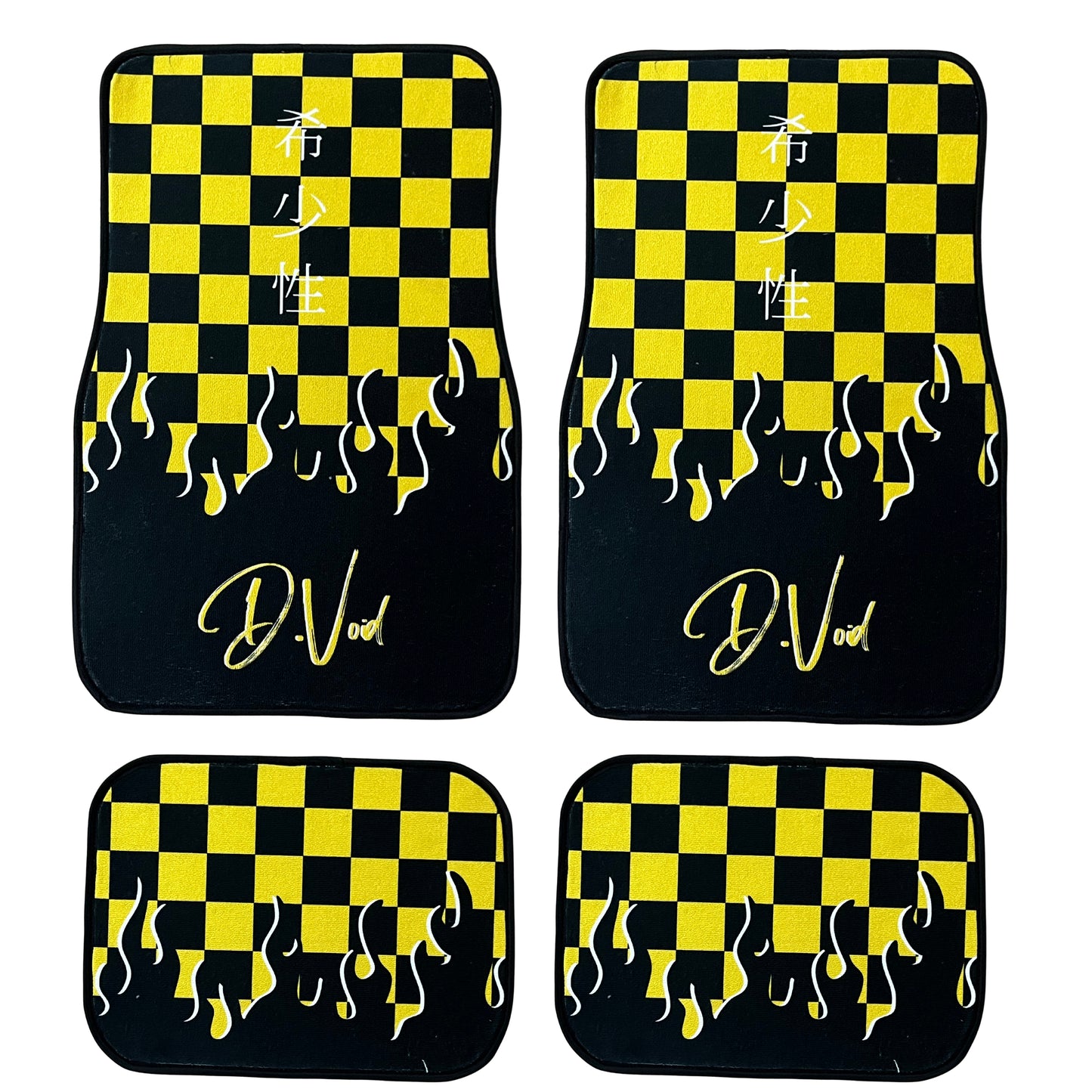 Yellow JDM checkered car mats