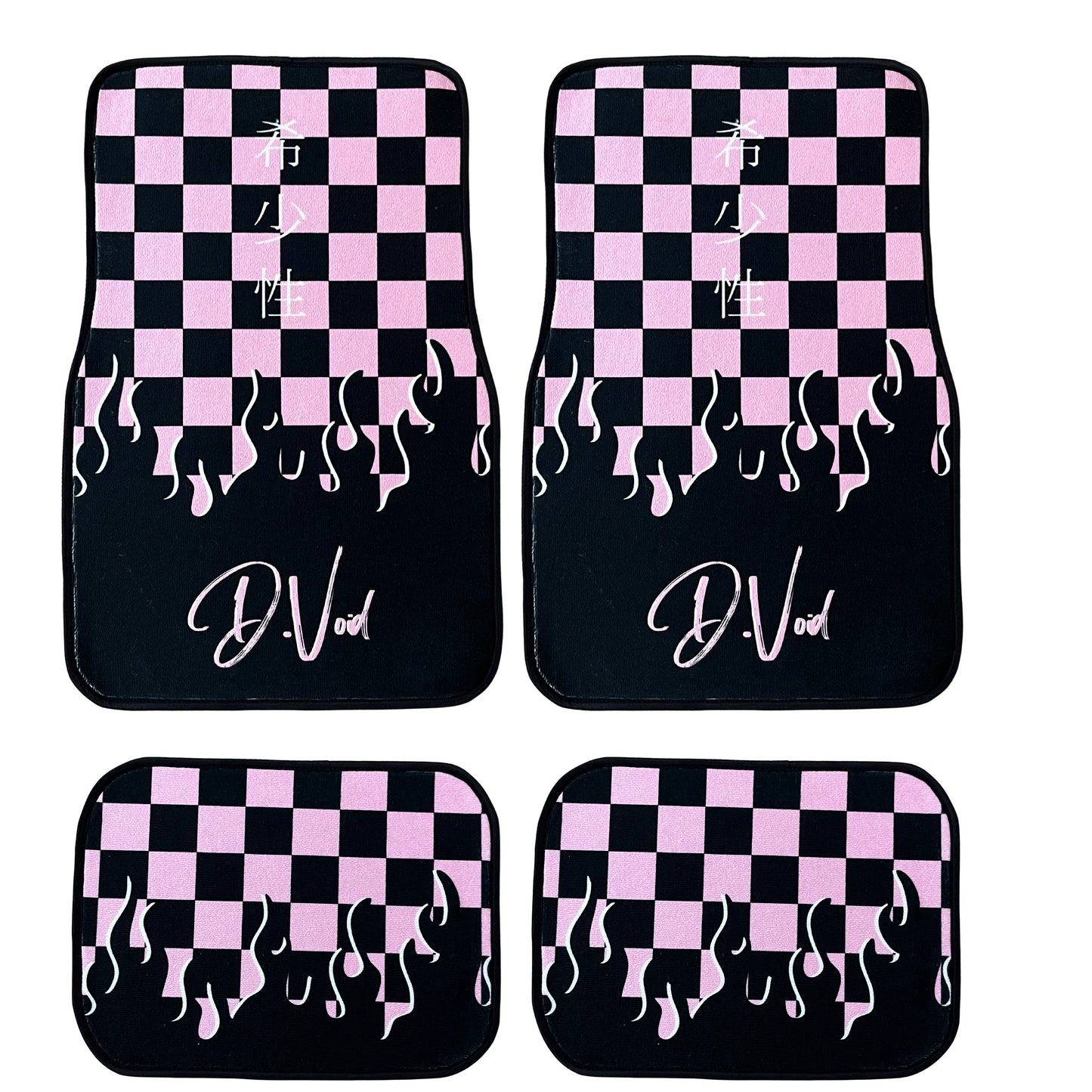 Pink JDM checkered car mats