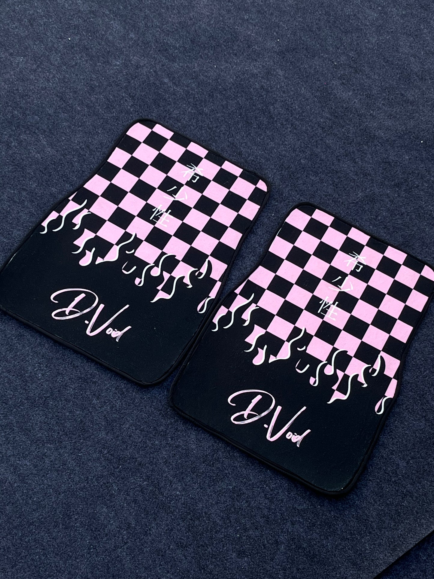 Pink JDM checkered car mats