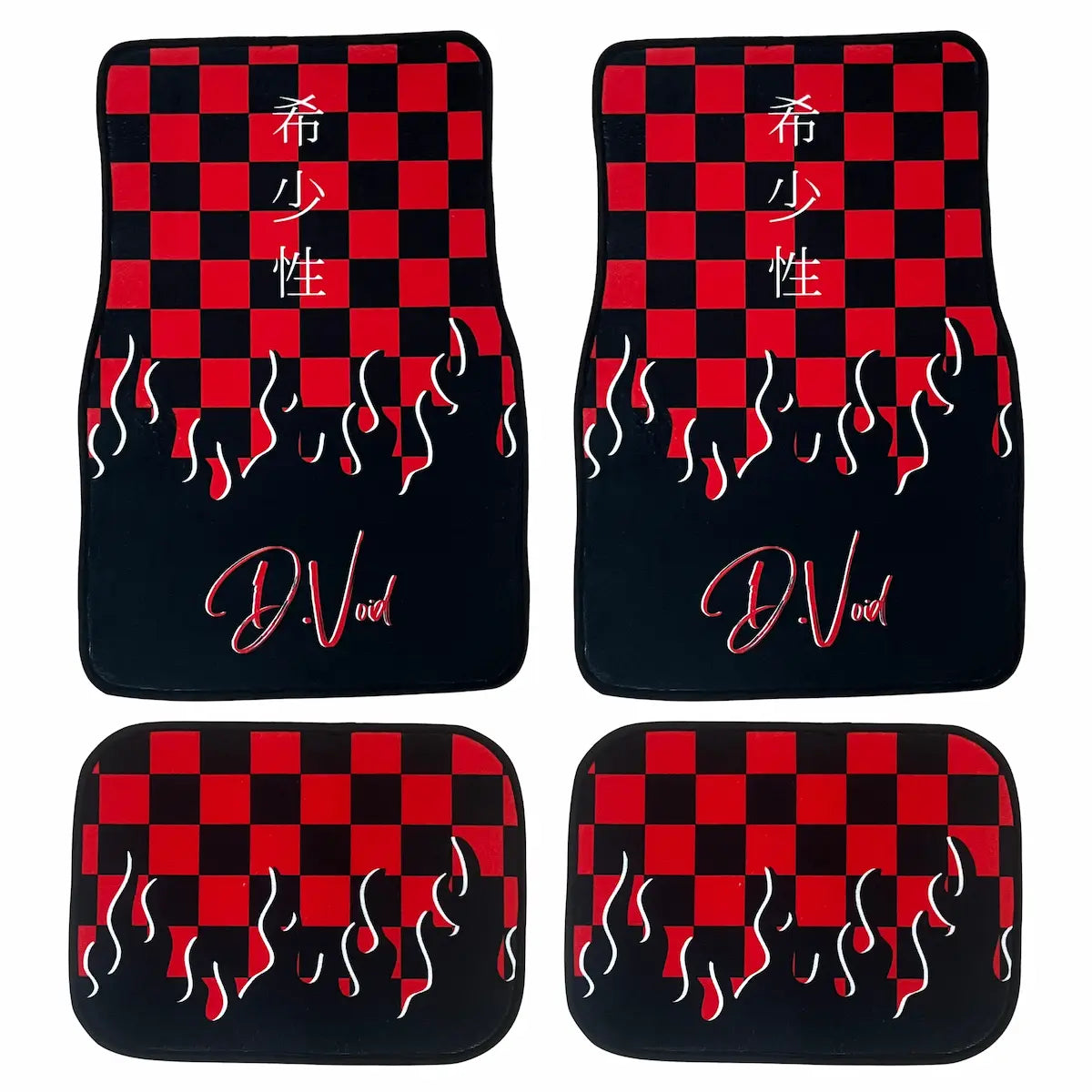 Red JDM checkered car mats