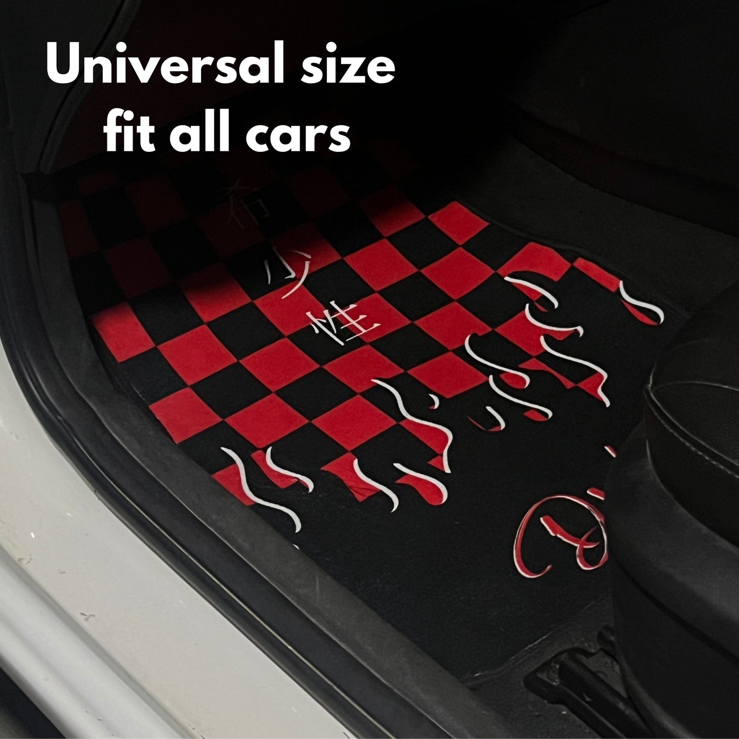 Red JDM checkered car mats